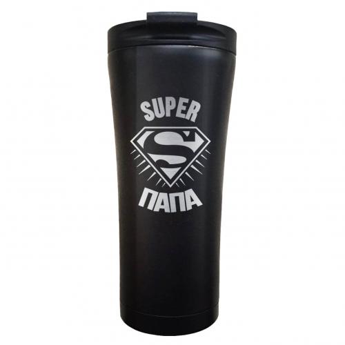 Термокружка Classic "Super Папа" 500 мл черная