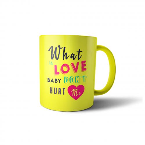 Кружка "What is Love" 300 мл желтая