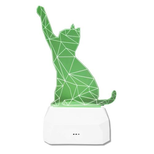 Светильник 3D "Кошка" цветной