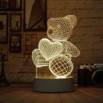 Светильник 3D "Мишка с сердцем"