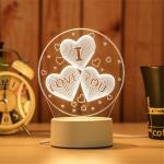 Светильник 3D "Сердечки I Love You"