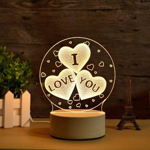 Светильник 3D "Сердечки I Love You"