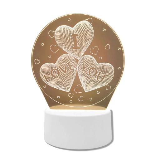 Светильник 3D "Сердечки I Love You"