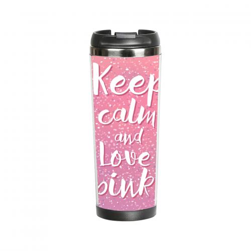 Термокружка "Keep calm and love pink" 380 мл
