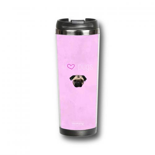 Термокружка "I love pugs" 380 мл